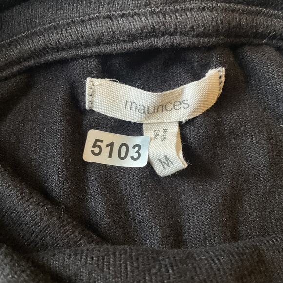 Maurices Women Sweatshirt M Black Plaid Trees Drawstring Embroidered Long Sleeve - Picture 2 of 8